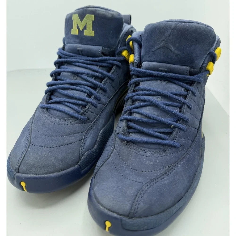 Nike Air Jordan 12 Retro Michigan BQ3180-407 Blue Yellow Mens Size 9
